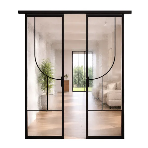 Дверь раздвижная без порога на рельсе в сауну со стеклом