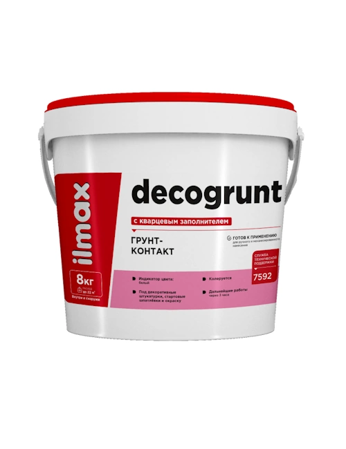 Грунт-контакт с кварцевым наполнителем белый ilmax decogrunt 8кг