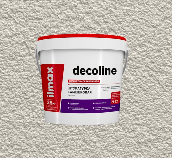 Штукатурка камешковая силикатно-силиконовая ilmax decoline 25кг цвет белый